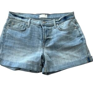 7 For All Mankind Denim Shorts Mid Roll Cuffed Hem Light Wash Women's 28